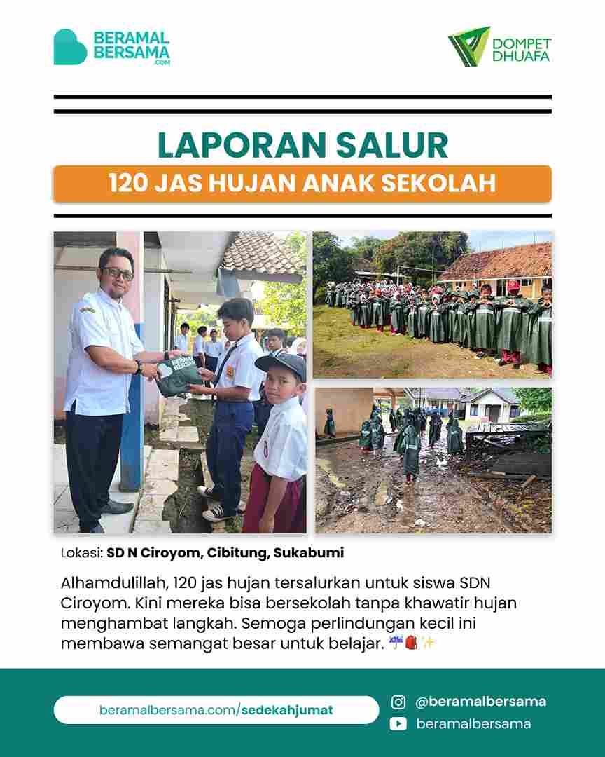 Penyaluran 120 Jas Hujan Anak Sekolah SDN Ciroyom