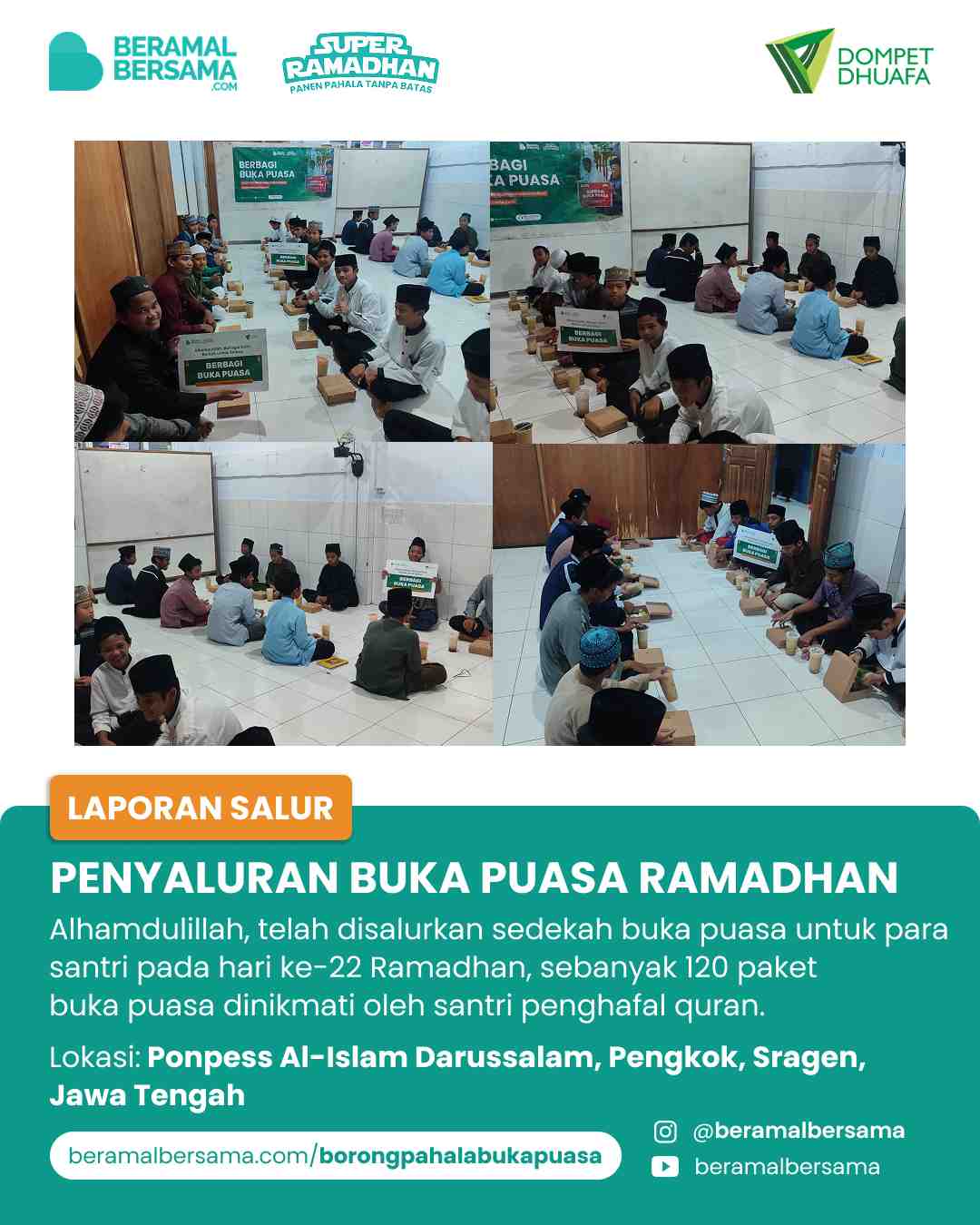 Penyaluran 120 Paket Buka Puasa PP Al-Islam Darussalam