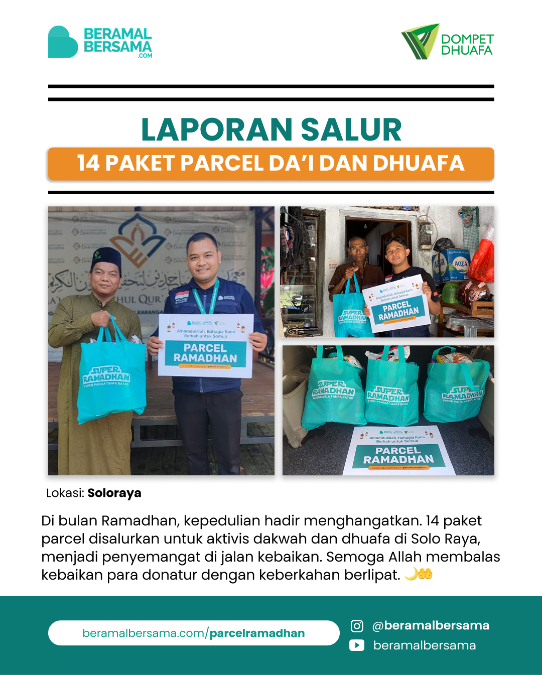 Penyaluran 14 Paket Parcel Ramadhan Aktivis Dakwah dan Dhuafa Soloraya