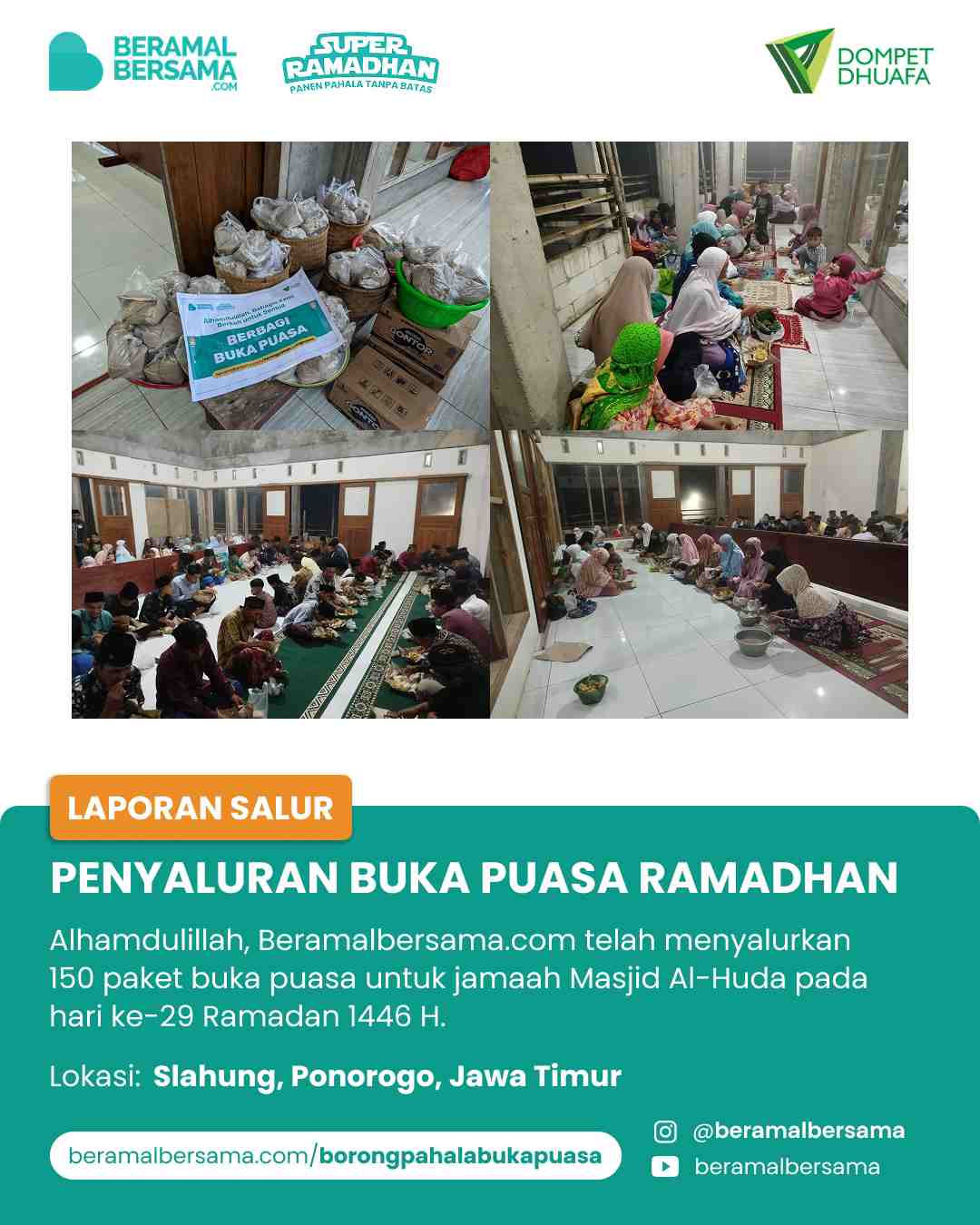Penyaluran 150 Paket Buka Puasa Jamaah Masjid Al-Huda