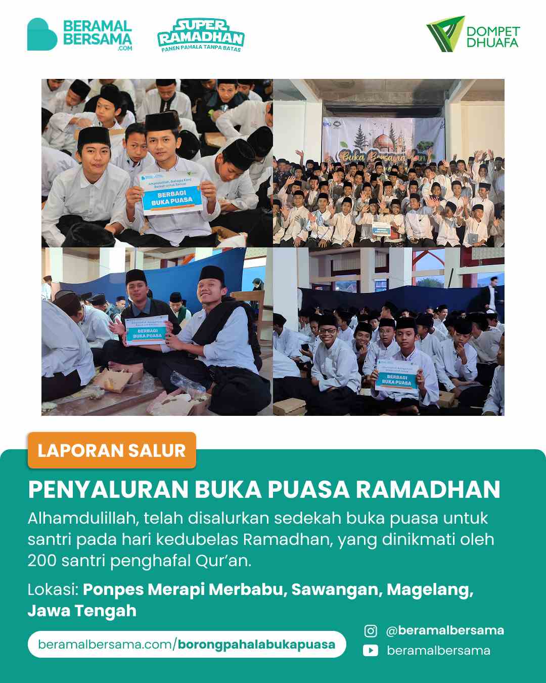Penyaluran 200 Paket Buka Puasa Pesantren Masyarakat Merapi Merbabu