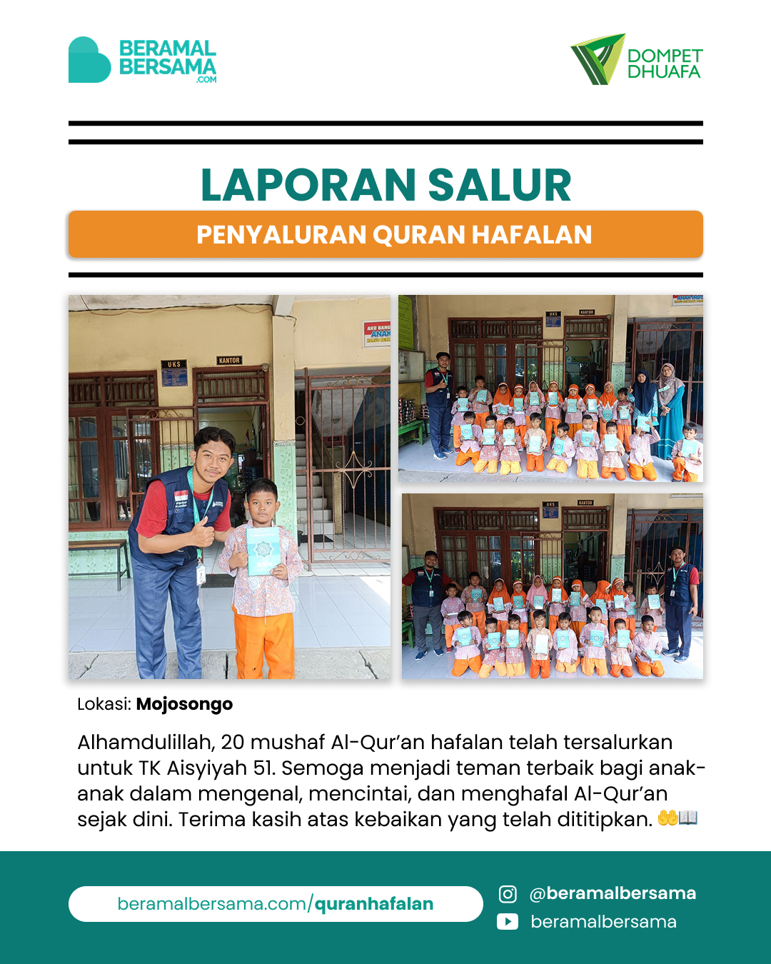 Penyaluran 20 Mushaf Al-Qur'an Hafalan, TK Aisyiyah 51