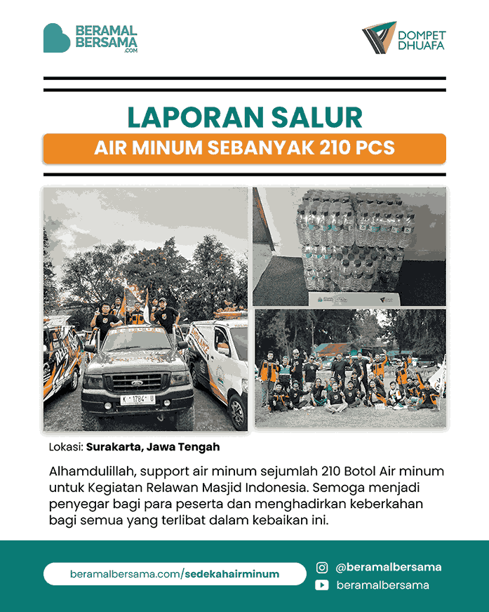 Penyaluran 210 Botol Air minum Kegiatan Relawan Masjid Indonesia