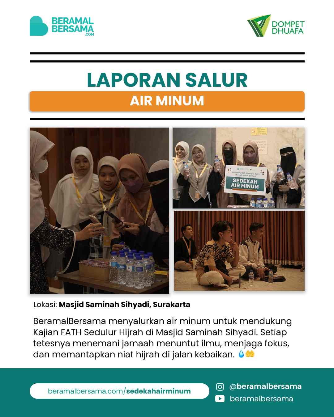 Penyaluran 210 pcs Air Minum Support Kajian FATH Sedulur Hijrah