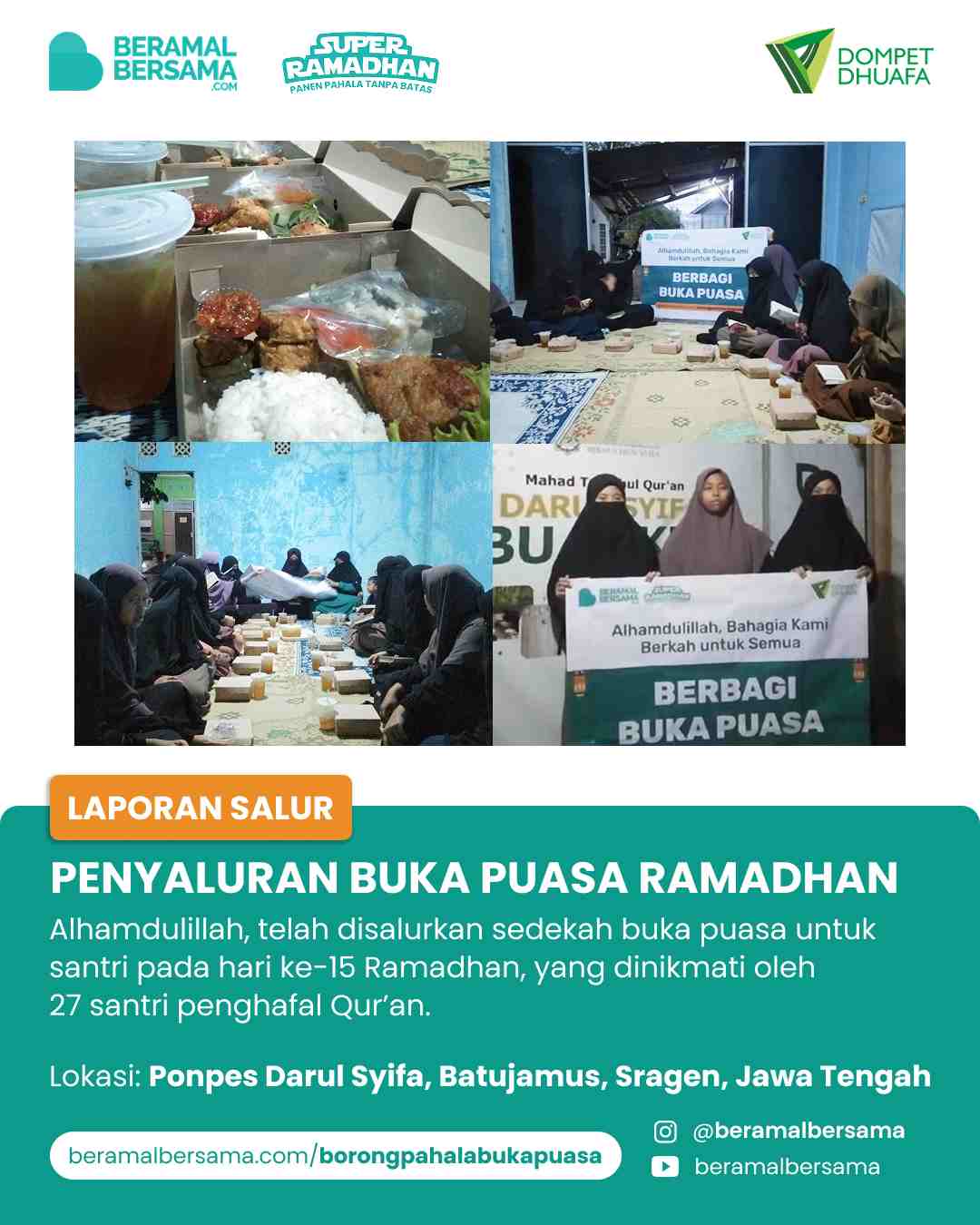 Penyaluran 27 Paket Buka Puasa PP Darussyifa