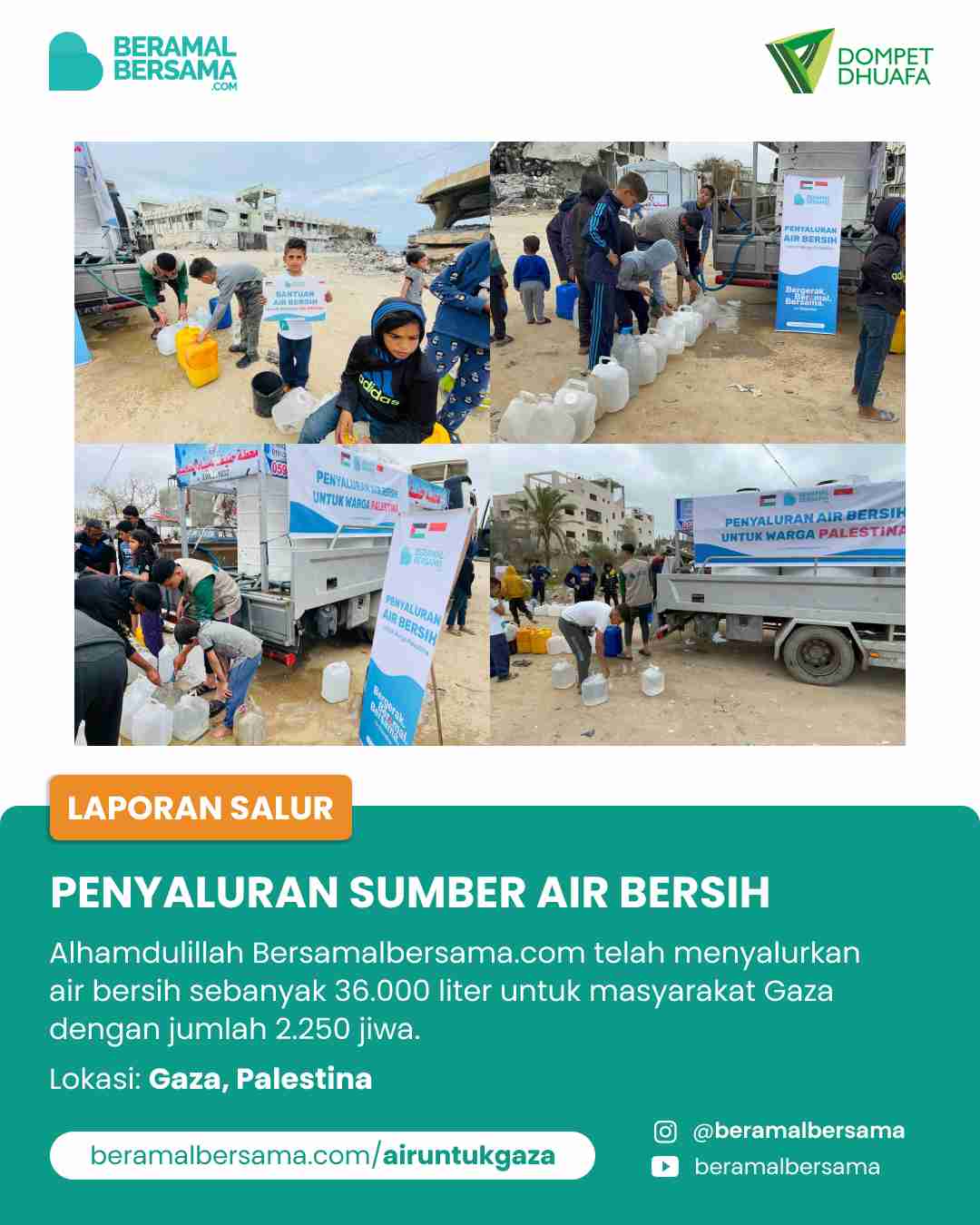 Penyaluran 36.000 Liter Air Bersih Untuk Palestina