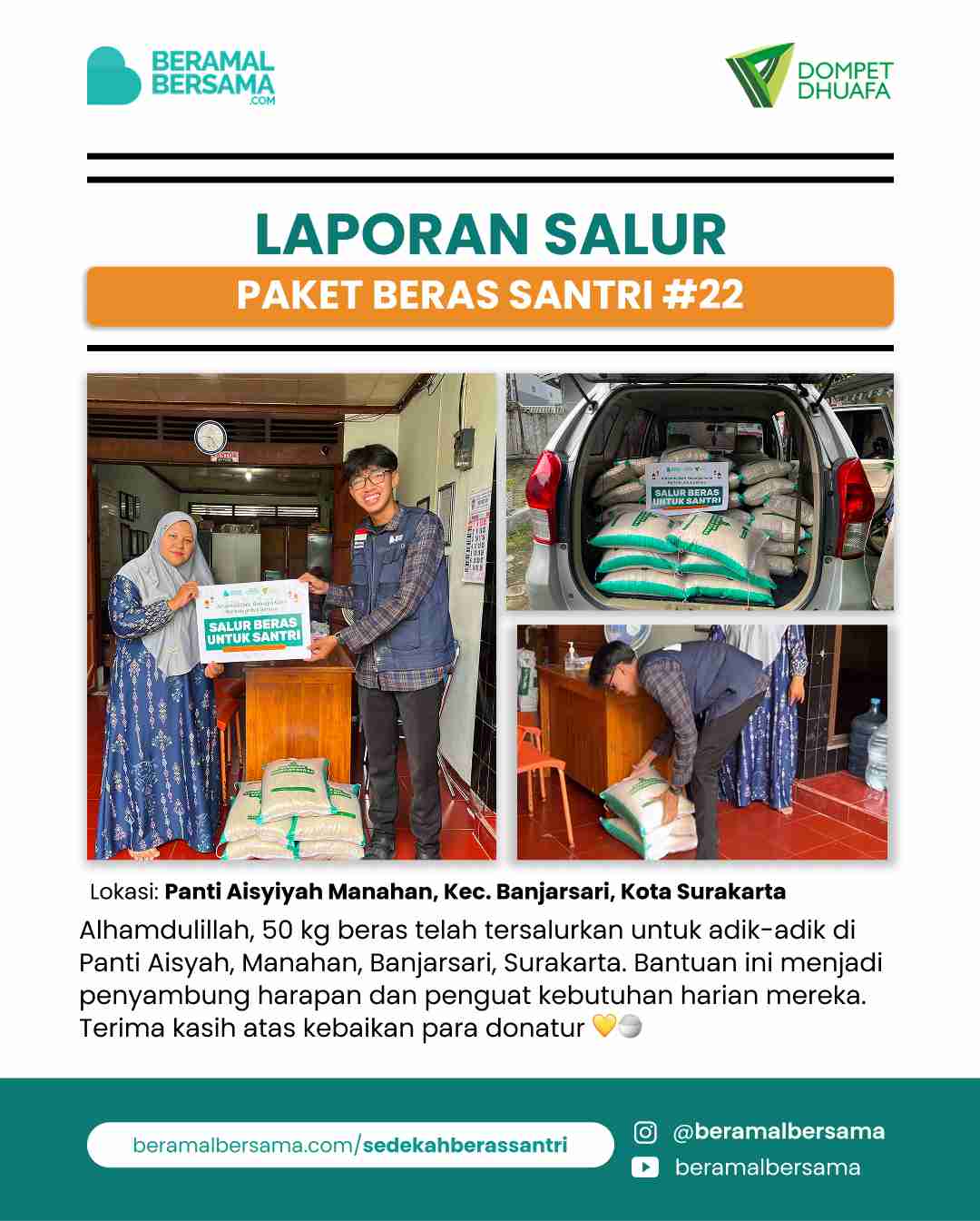 Penyaluran 50 Kg Beras Santri #22, Panti Aisyiyah