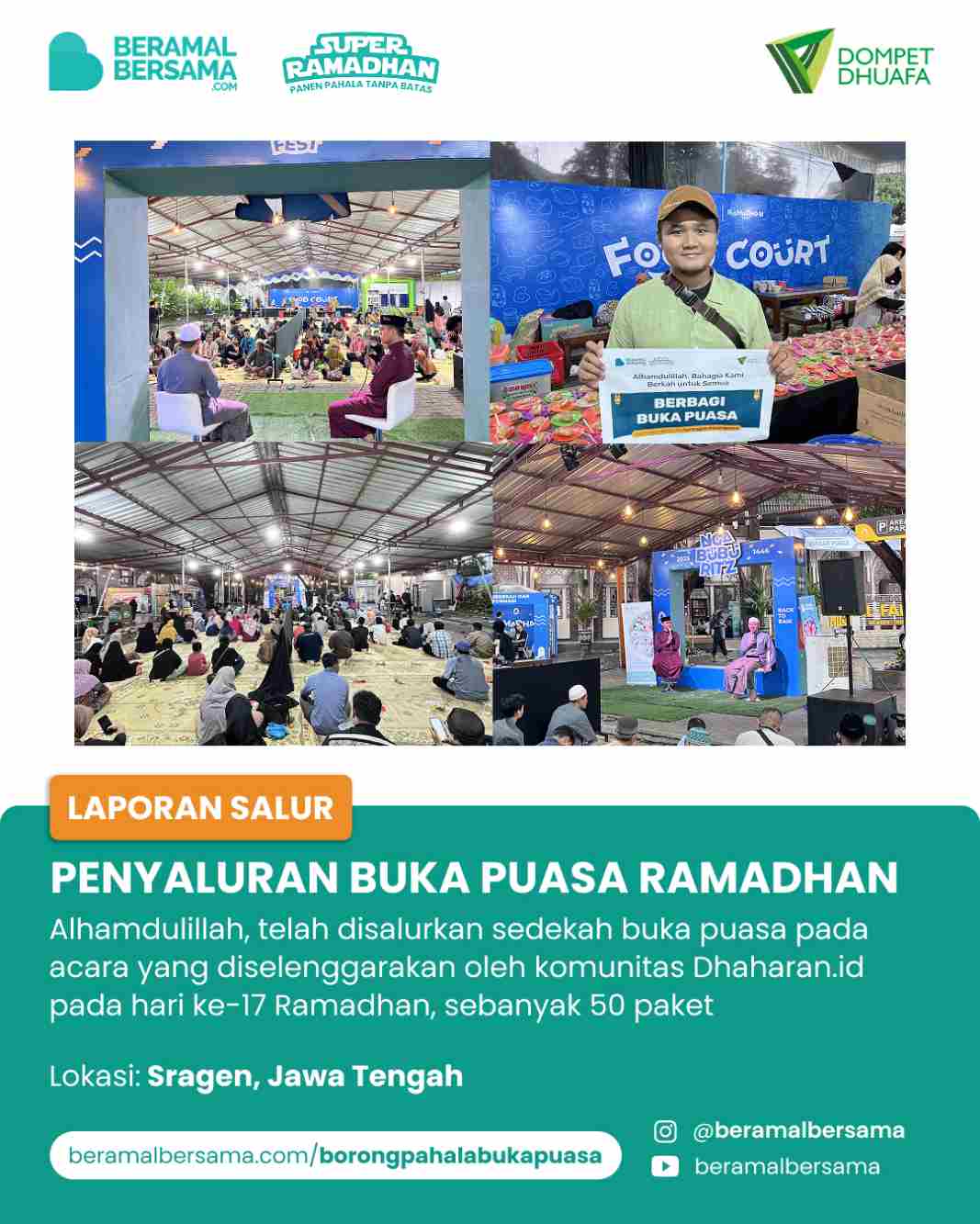 Penyaluran 50 Paket Buka Puasa Kolaborasi Dhaharan