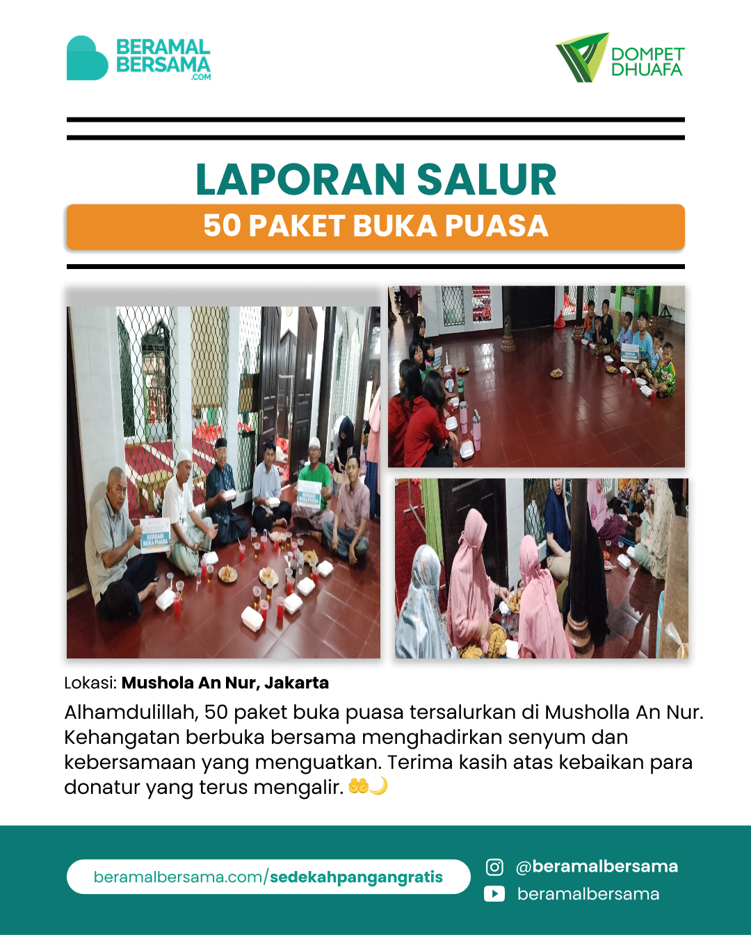 Penyaluran 50 Paket Buka Puasa Musholla An Nur