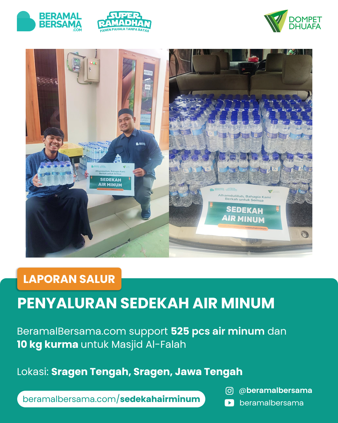 Penyaluran 525 Air Minum Support Sragen Mengaji