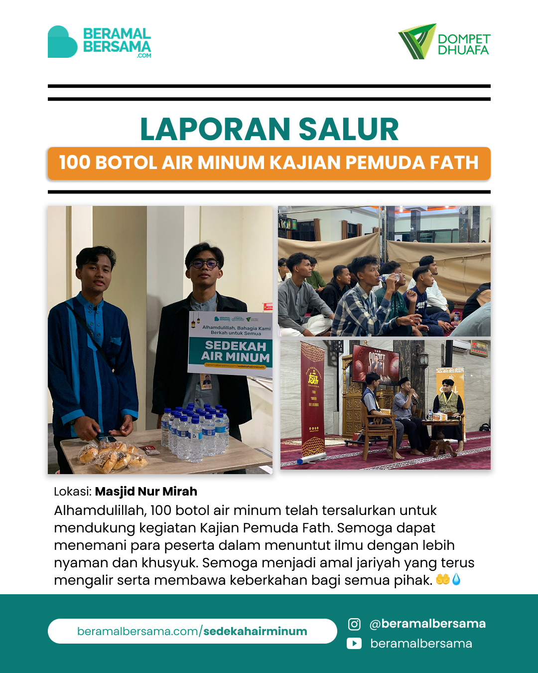 Penyaluran Air Minum Support Kajian Pemuda Fath