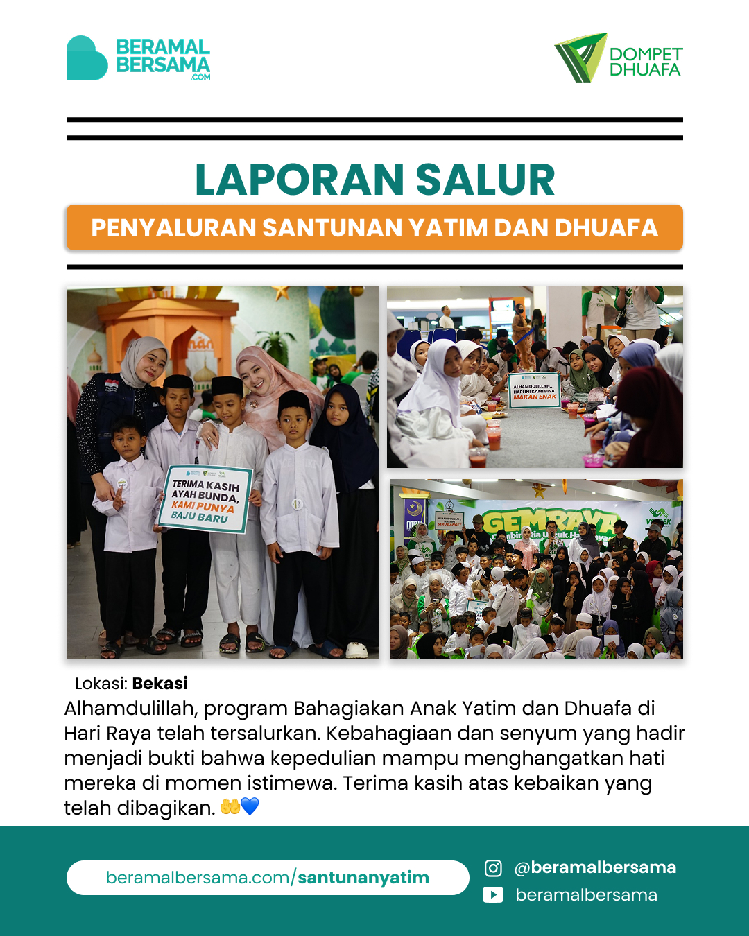 Penyaluran Bahagiakan Anak Yatim dan Dhuafa di Hari Raya