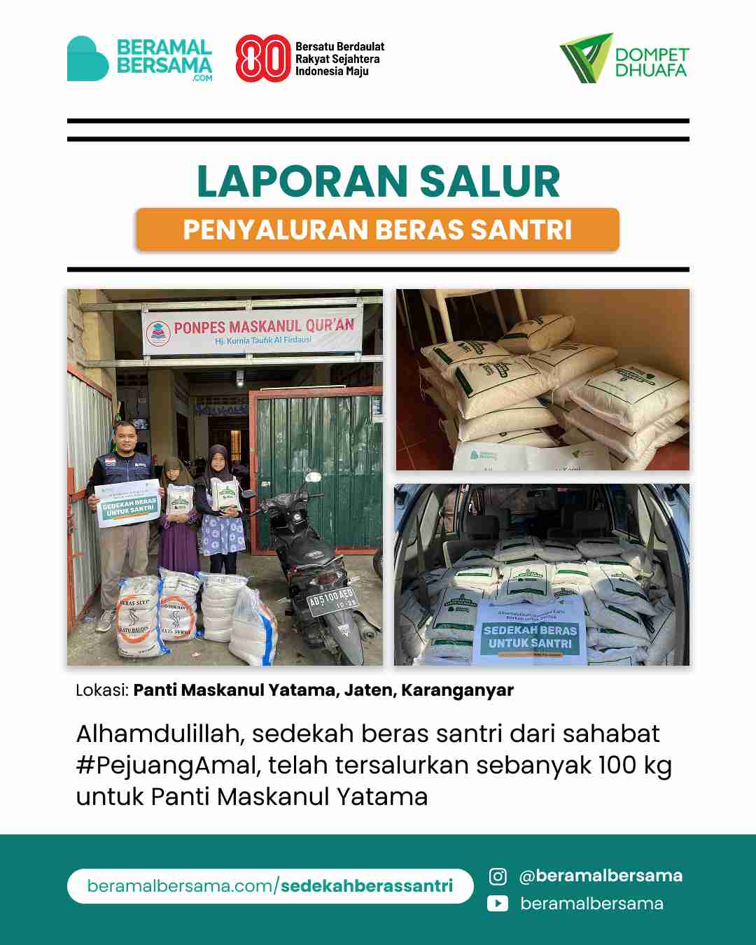 Penyaluran Beras Santri Juli 2025 - Panti Maskanul Yatama