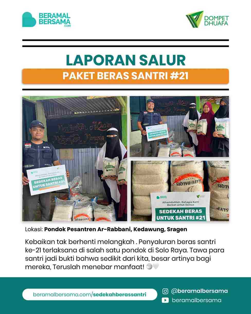 Penyaluran Beras Santri #21 Pondok Pesantren Ar Rabbani