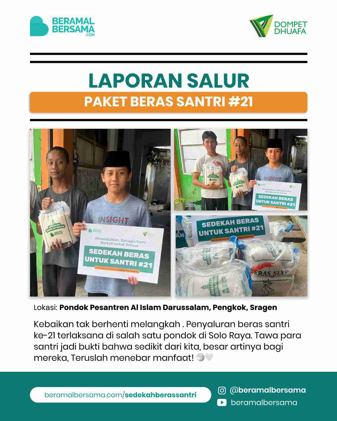 Penyaluran Beras Santri #21 Pondok Pesantren Darussalam