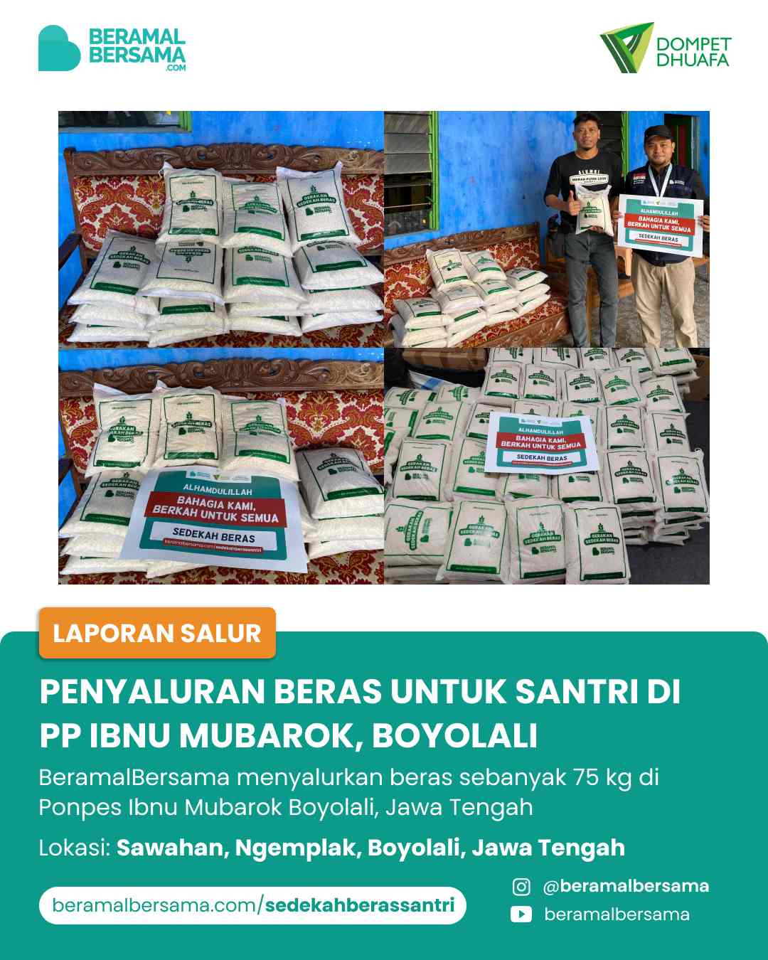 Penyaluran Beras Santri PP Ibnu Mubarok