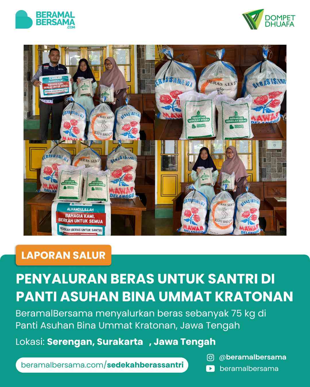 Penyaluran Beras Santri Panti Asuhan Bina Ummat