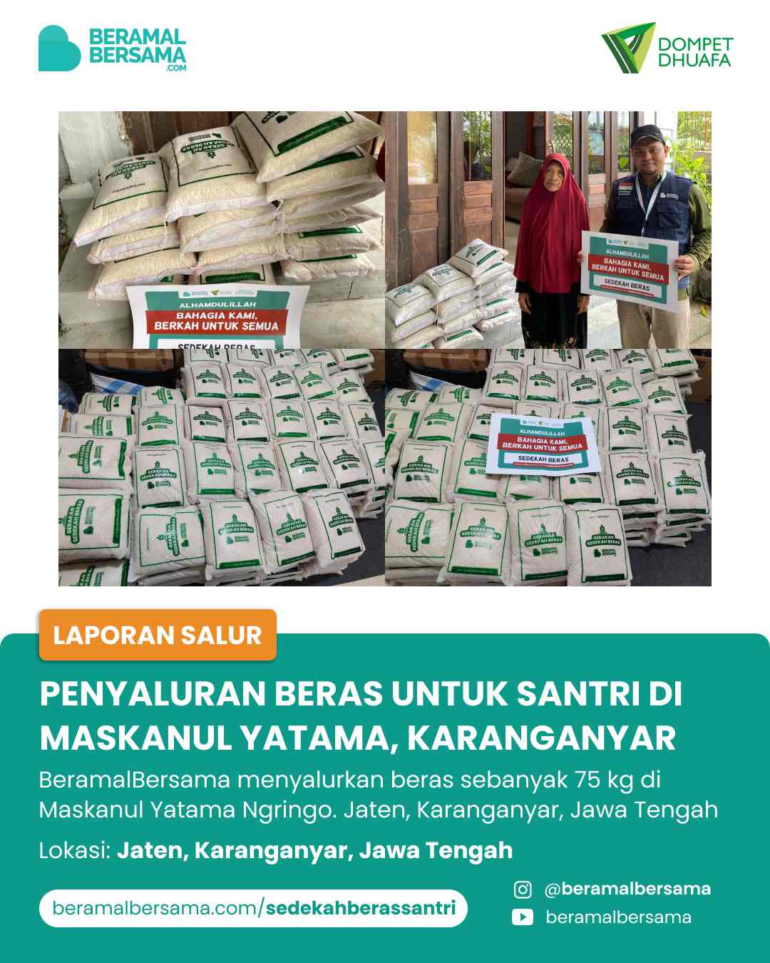 Penyaluran Beras Santri Panti Maskanul Yatama
