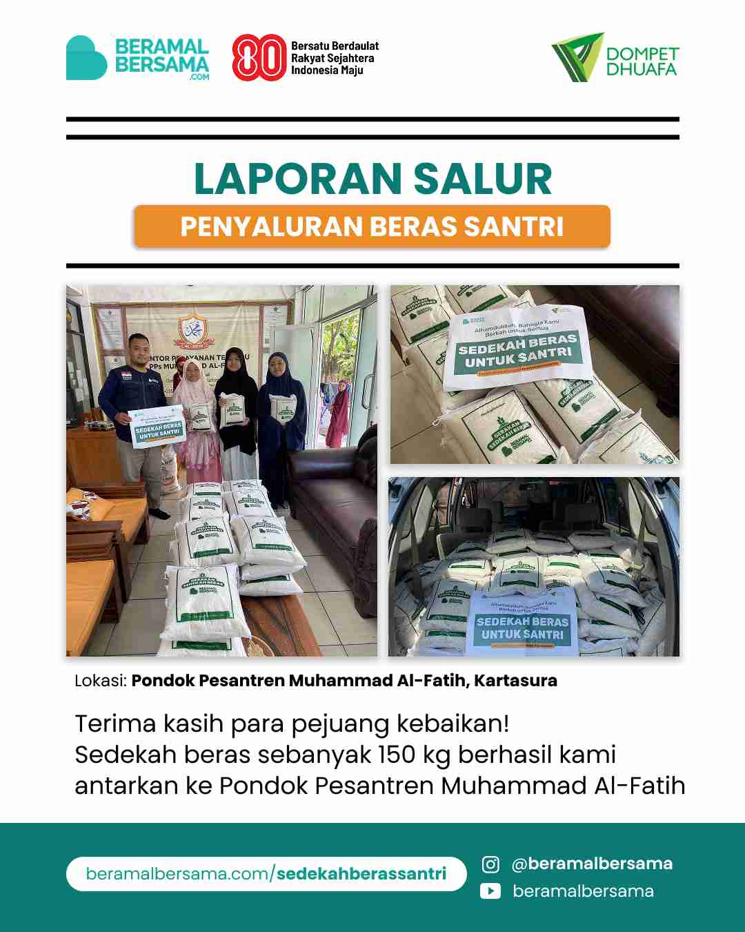 Penyaluran Beras Santri Pondok Pesantren Muhammad Al-Fatih