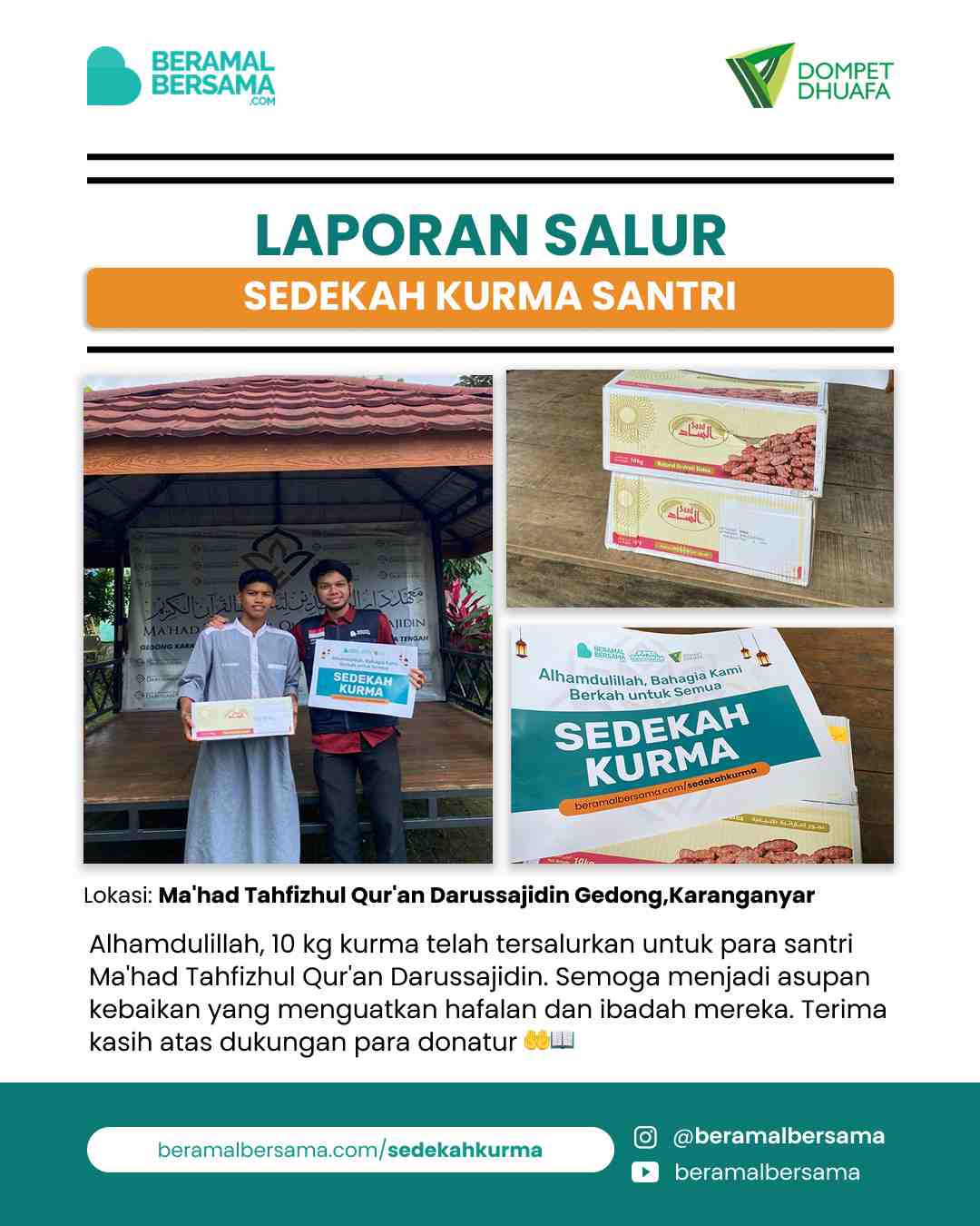 Penyaluran Berbagi Kurma Ramadan 10kg Pondok Pesantren Darussajidin