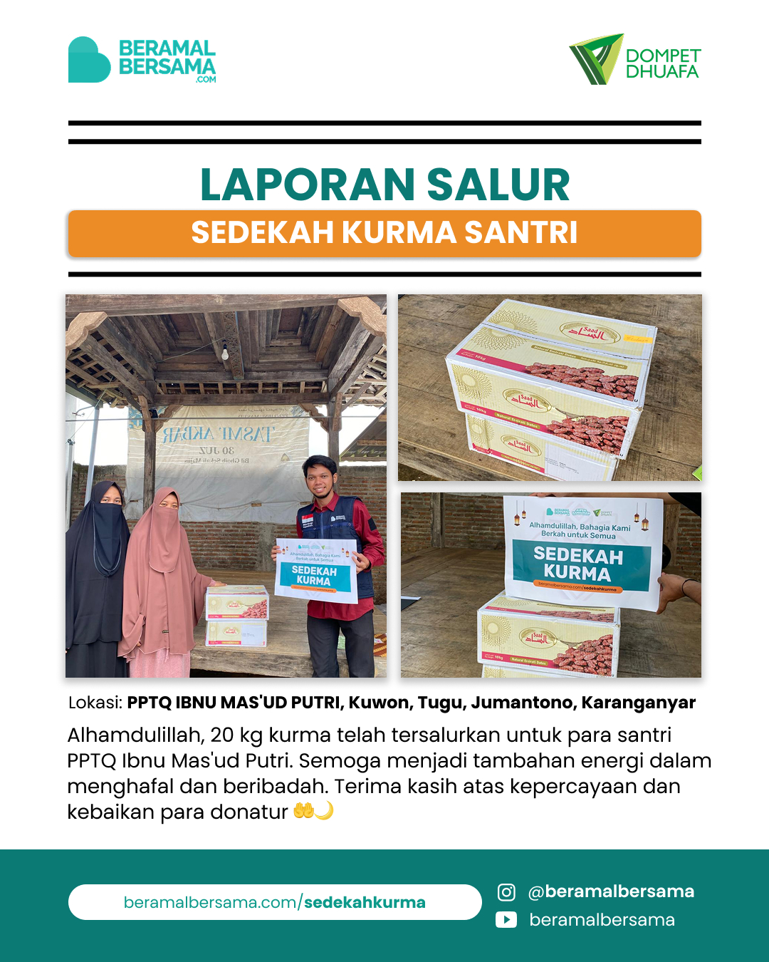 Penyaluran Berbagi Kurma Ramadan 20kg PPTQ Ibnu Mas'ud