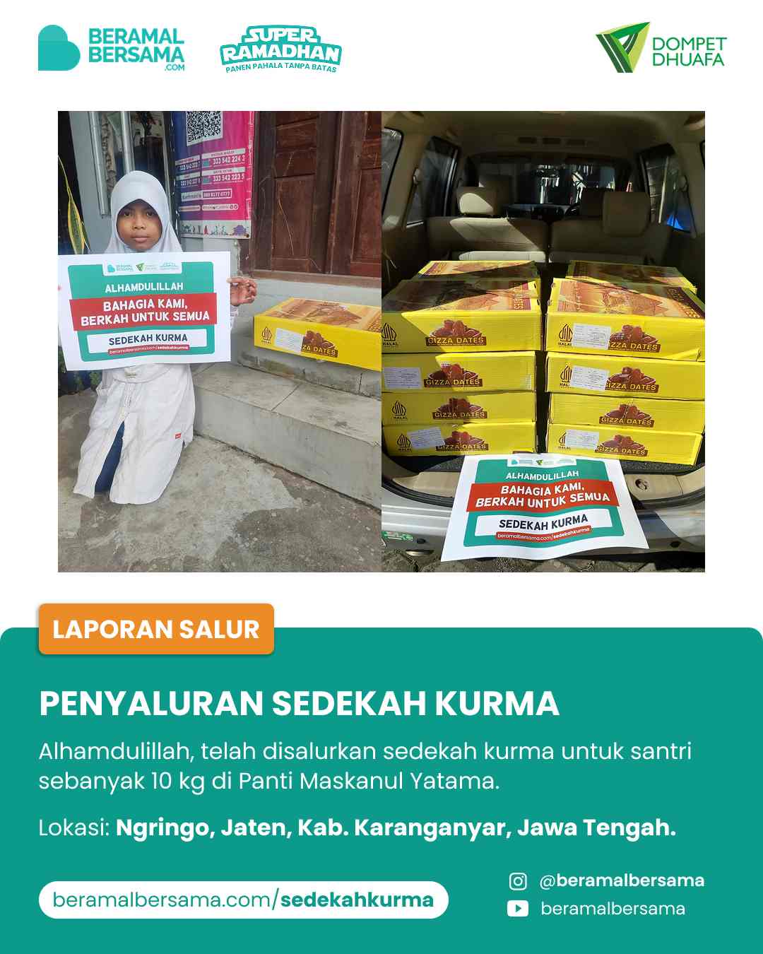 Penyaluran Berbagi Kurma Untuk Maskanul Yatama