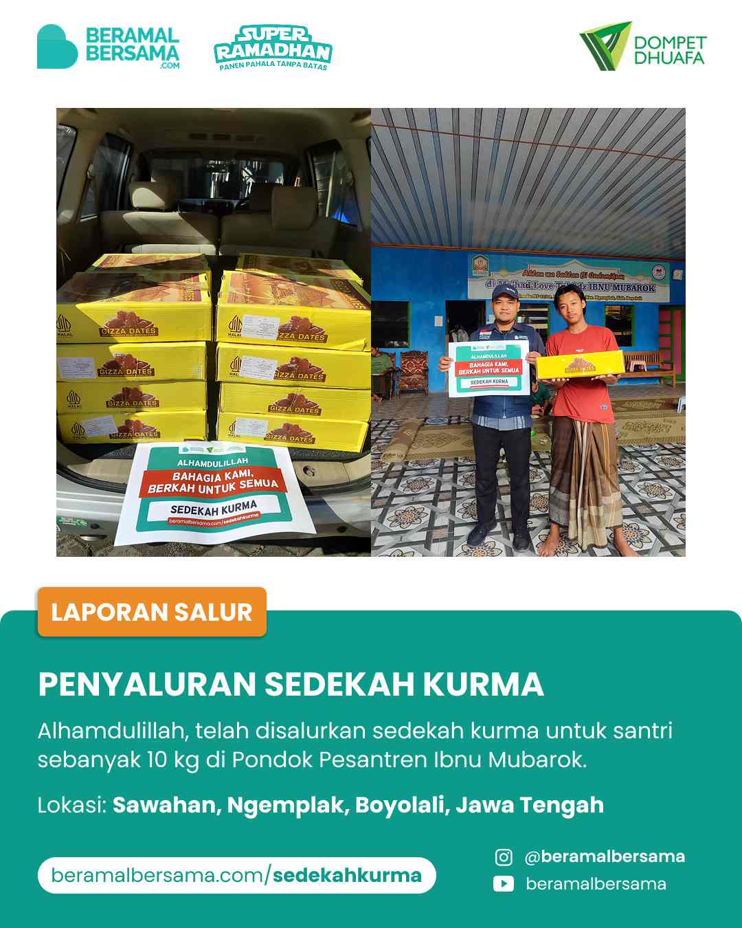 Penyaluran Berbagi Kurma Untuk PP Ibnu Mubarok