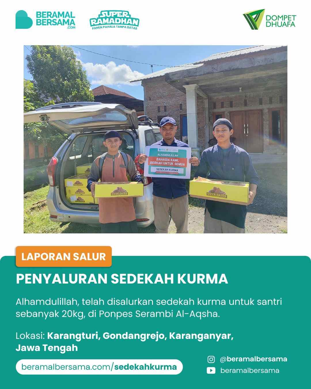 Penyaluran Berbagi Kurma Untuk PP Serambi Al-Aqsha