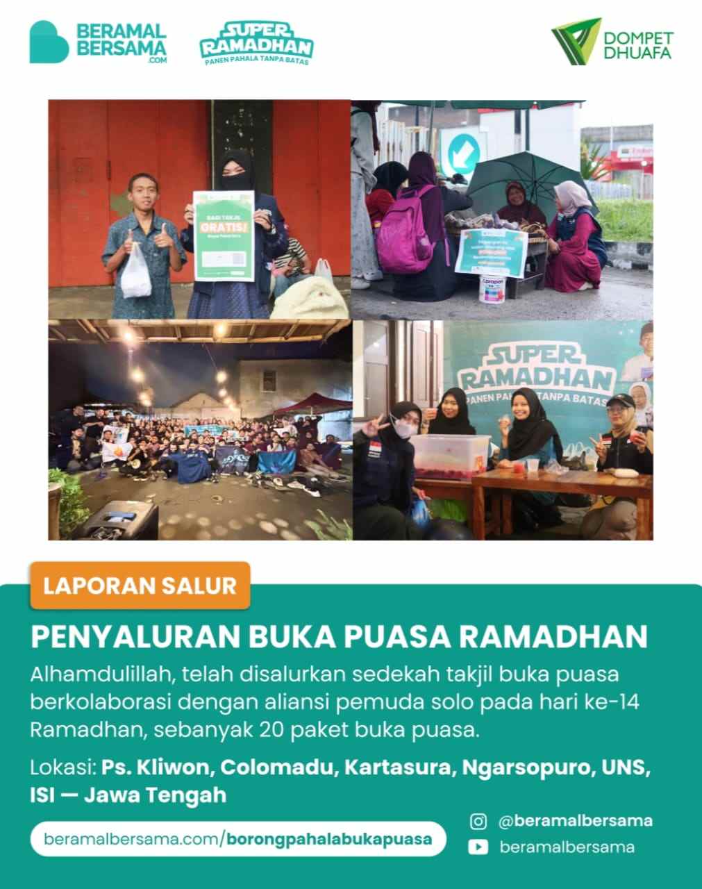 Penyaluran Borong UMKM Berbagi 20 Takjil Gratis Soloraya