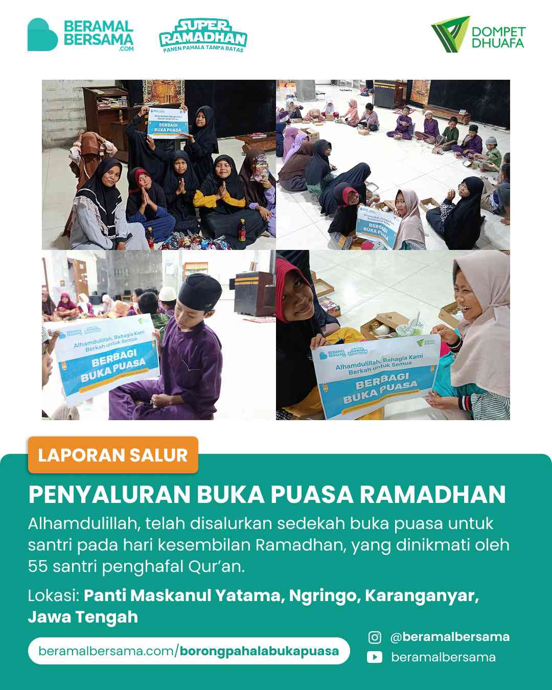 Penyaluran Buka Puasa Griya Yatim Dhuafa Maskanul Yatama