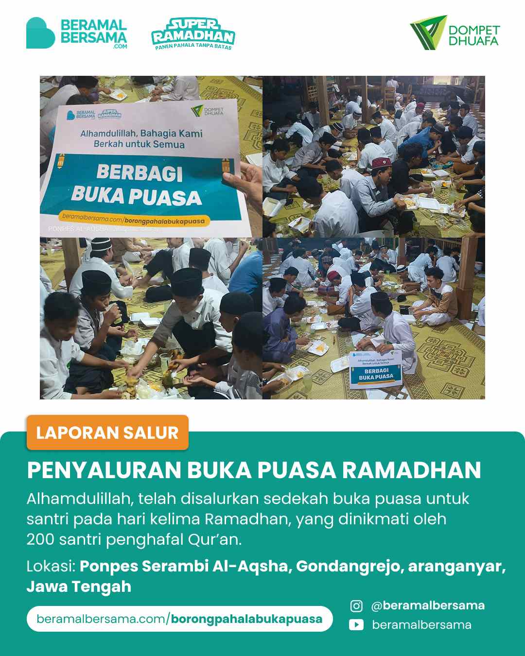 Penyaluran Buka Puasa PP Serambi Al-Aqsha