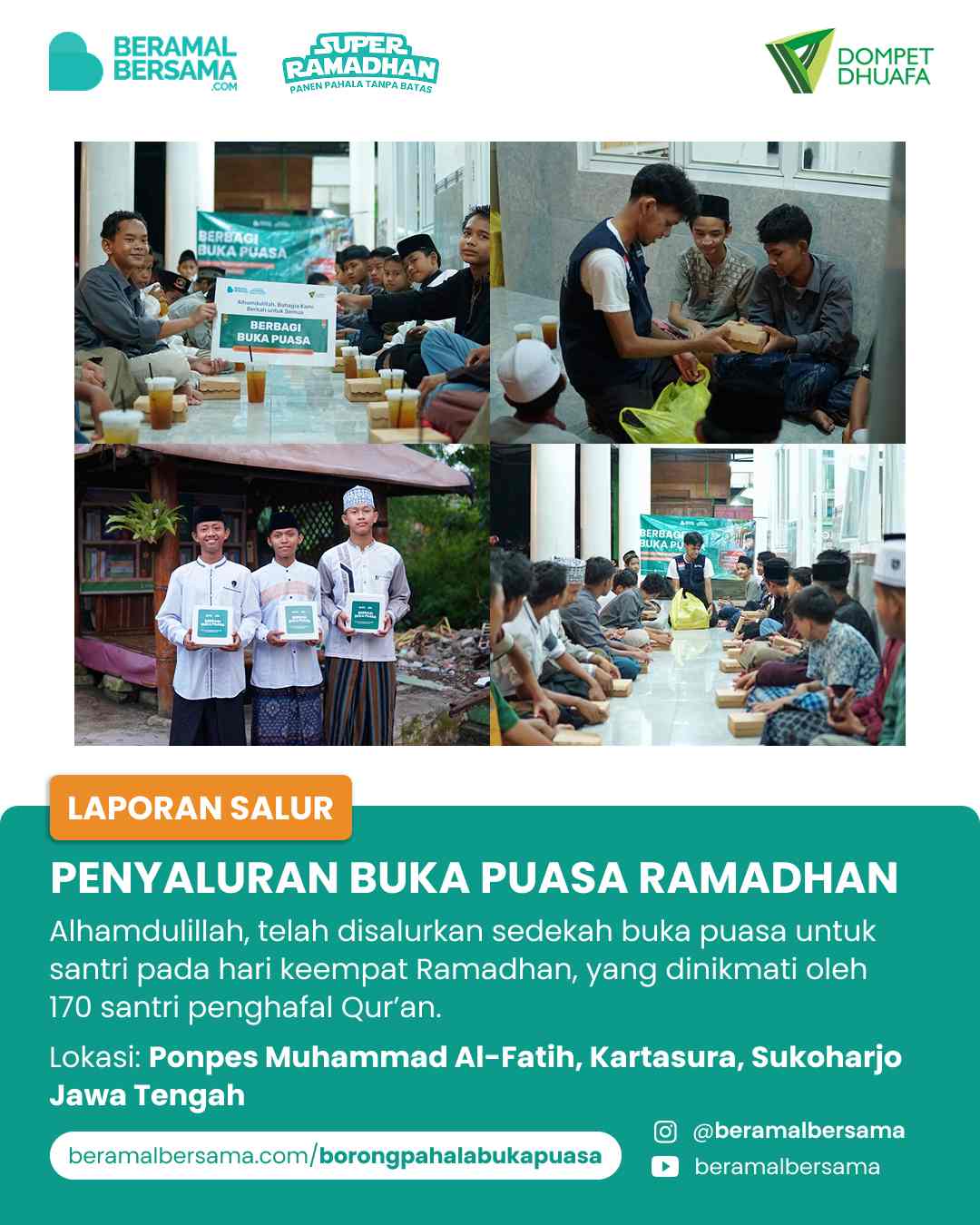 Penyaluran Buka Puasa Pondok Pesantren Muhammad Al-Fatih