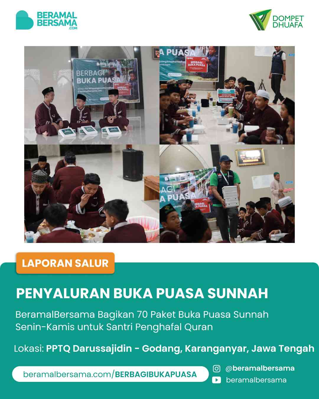 Penyaluran Buka Puasa Sunnah Senin Kamis Bersama Santri PP Darussajidin