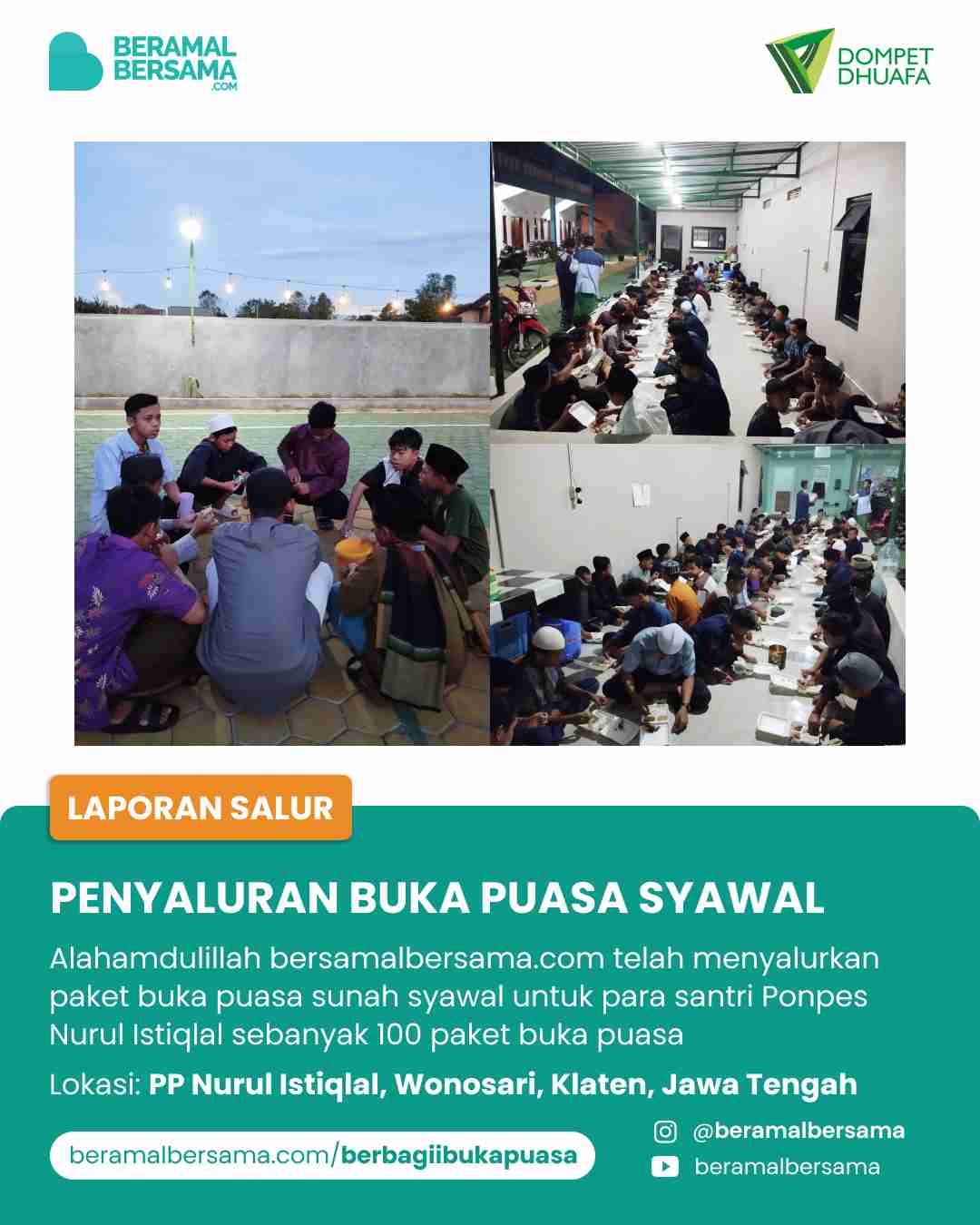 Penyaluran Buka Puasa Syawal PP Nurul Istiqlal