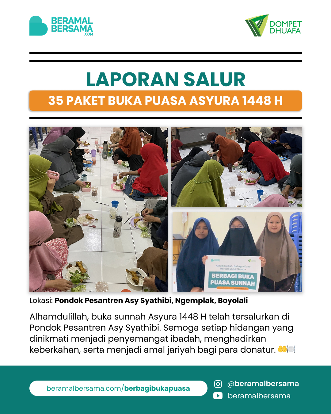 Penyaluran Buka Sunnah Asyura 1448 H Pondok Pesantren Asy Syathibi