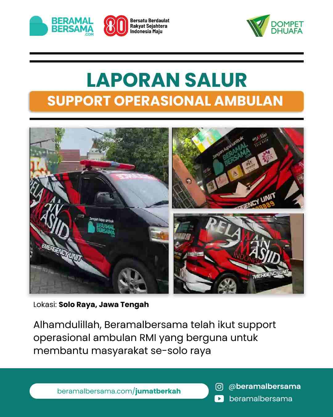 Penyaluran Layanan Ambulan Kolaborasi Relawan Masjid Indonesia