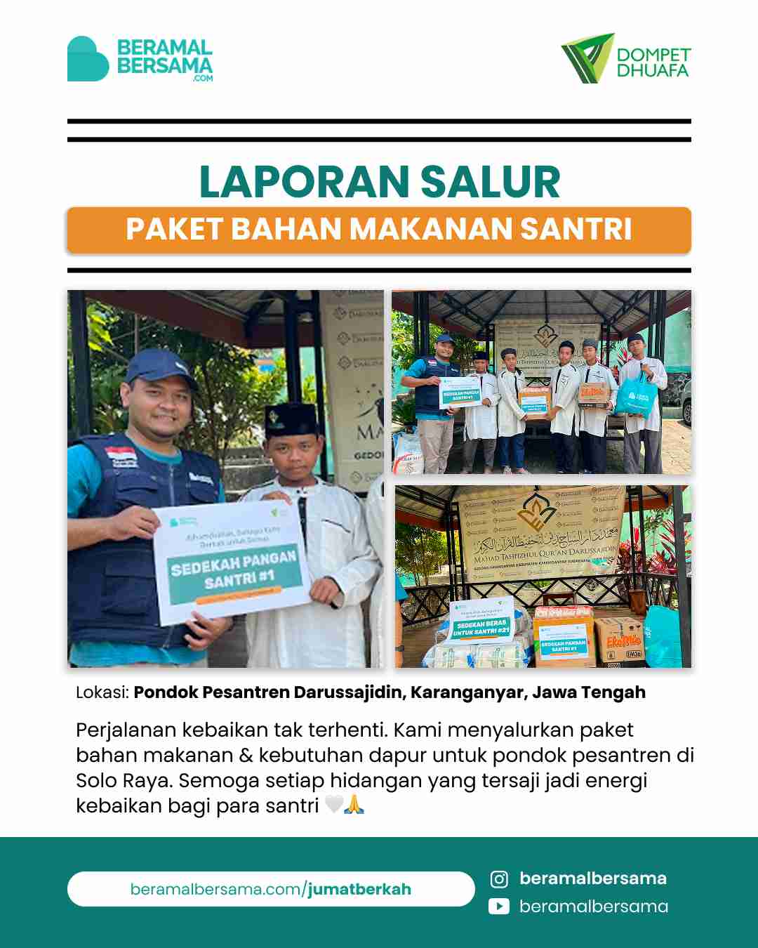 Penyaluran Paket Bahan Makanan Pondok Pesantren Darussajidin - September