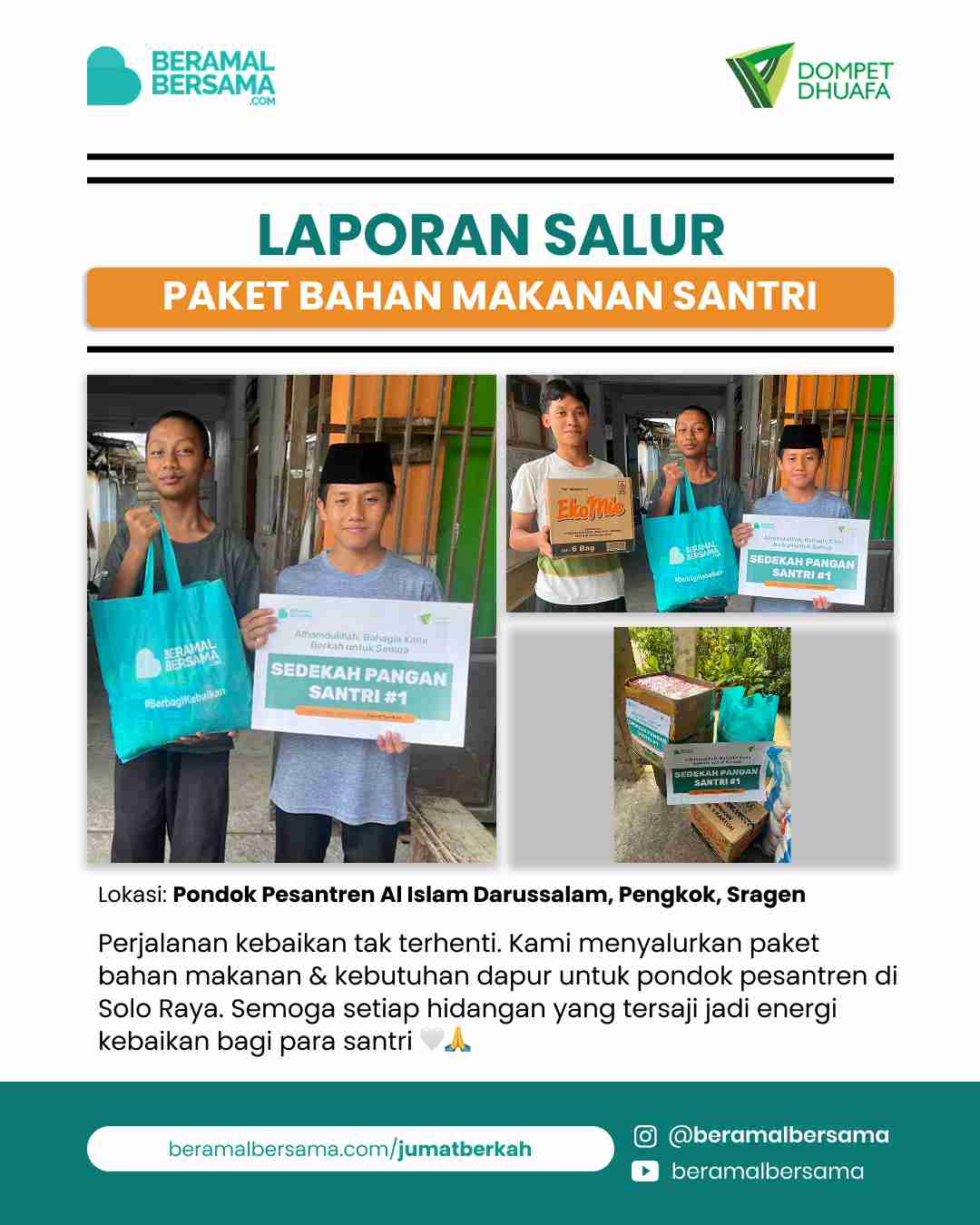 Penyaluran Paket Bahan Makanan Pondok Pesantren Darussalam - September