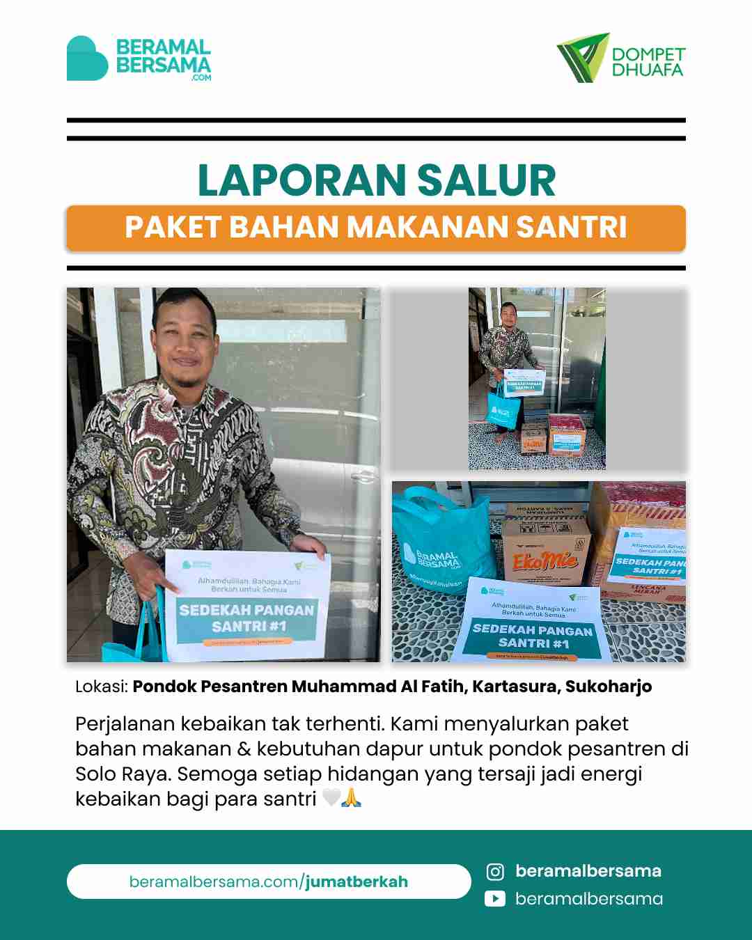 Penyaluran Paket Bahan Makanan Pondok Pesantren Muhammad Al-Fatih - September