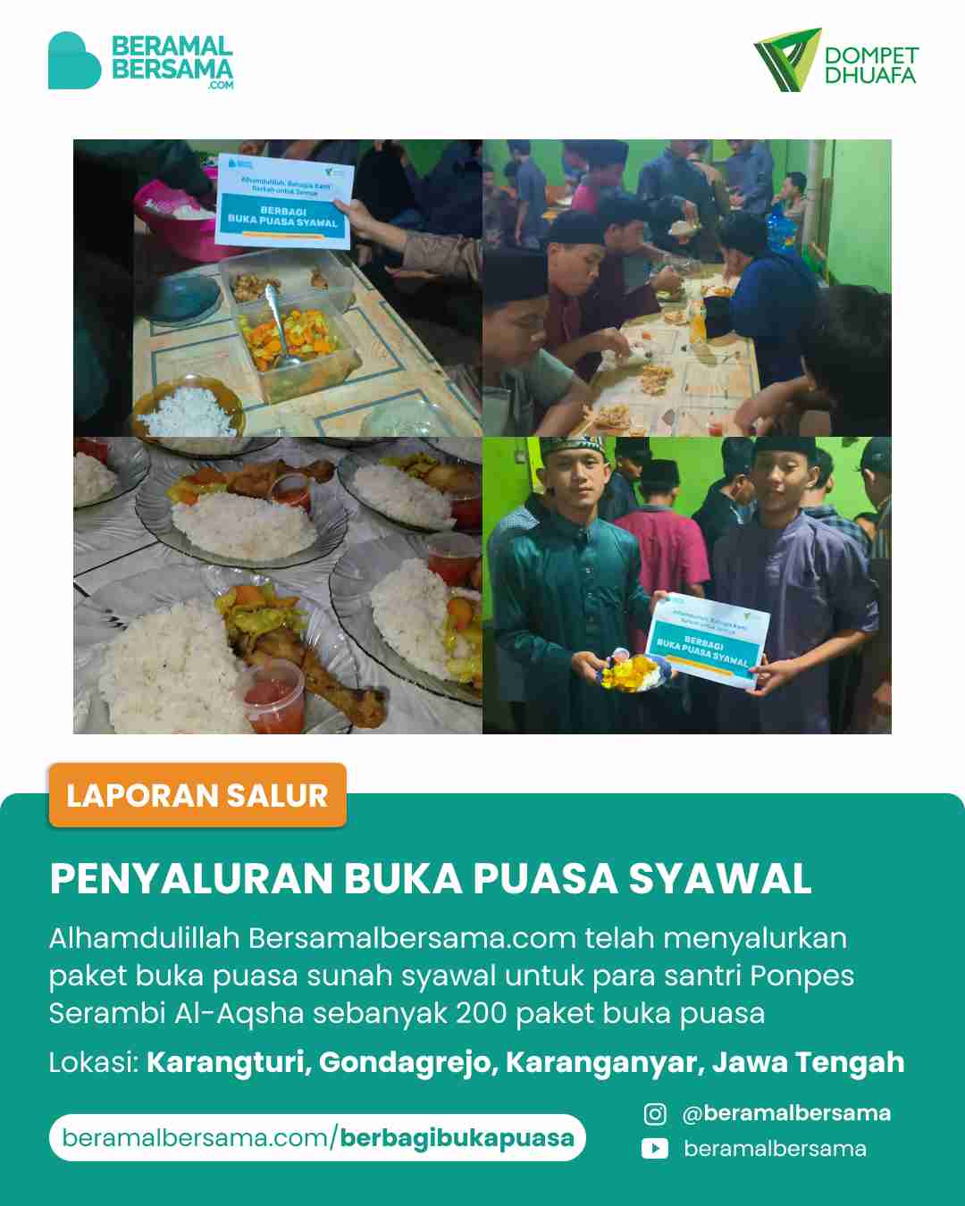 Penyaluran Paket Buka Puasa Syawal PP Serambi Al-Aqsha