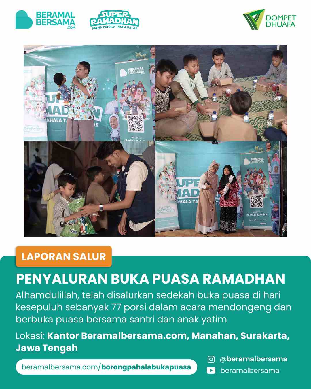 Penyaluran Ramadhan Tales (Event Mendongeng dan Buka Puasa Bersama Yatim & Warga Sekitar)
