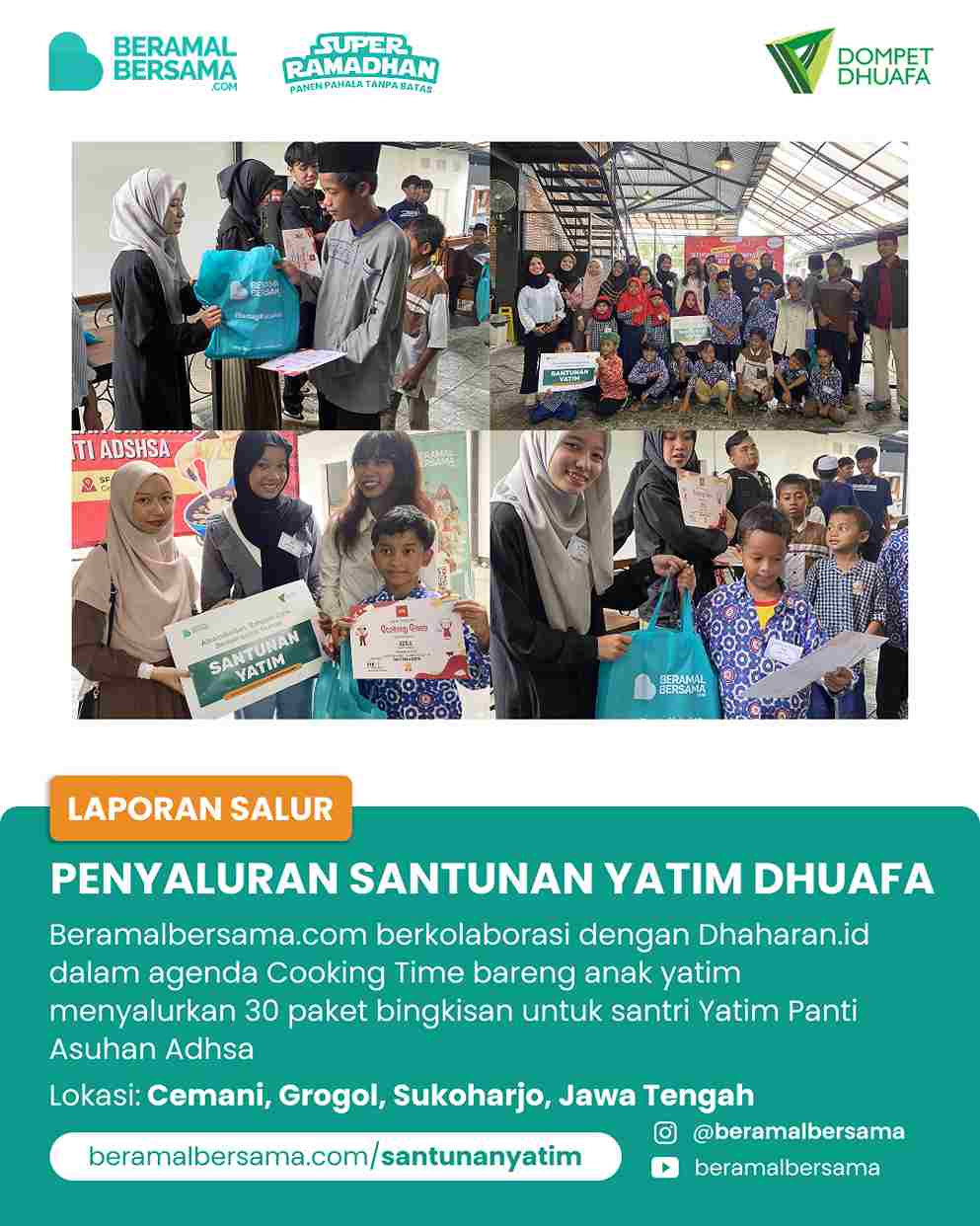 Penyaluran Santunan Yatim Cooking Time Panti Asuhan Adhsa