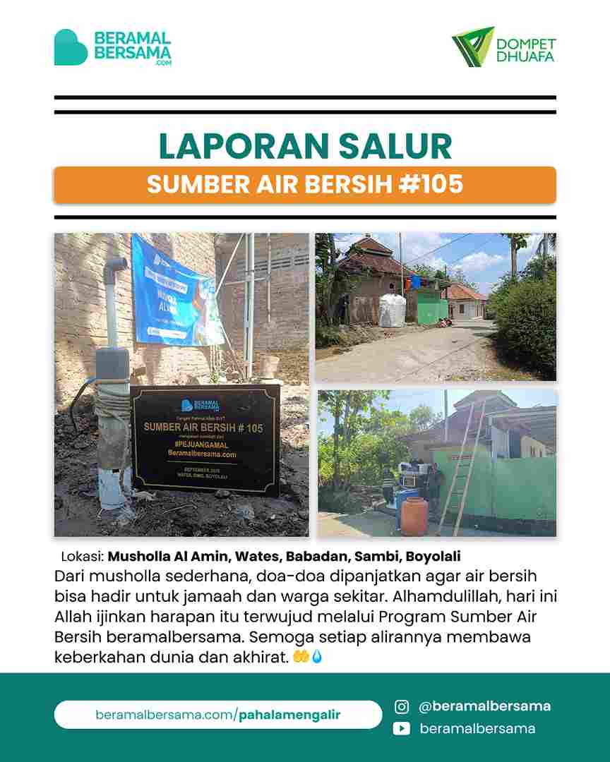 Penyaluran Satu Set Sumber Air Bersih #105 Mushola Al Amin