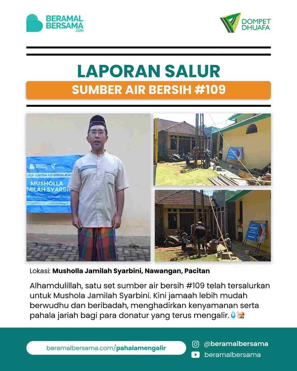 Penyaluran Satu Set Sumber Air Bersih #109 Mushola Jamilah Syarbini