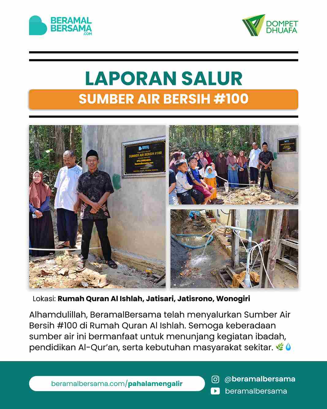 Penyaluran Sumber Air Bersih #100 Rumah Quran Al Ishlah
