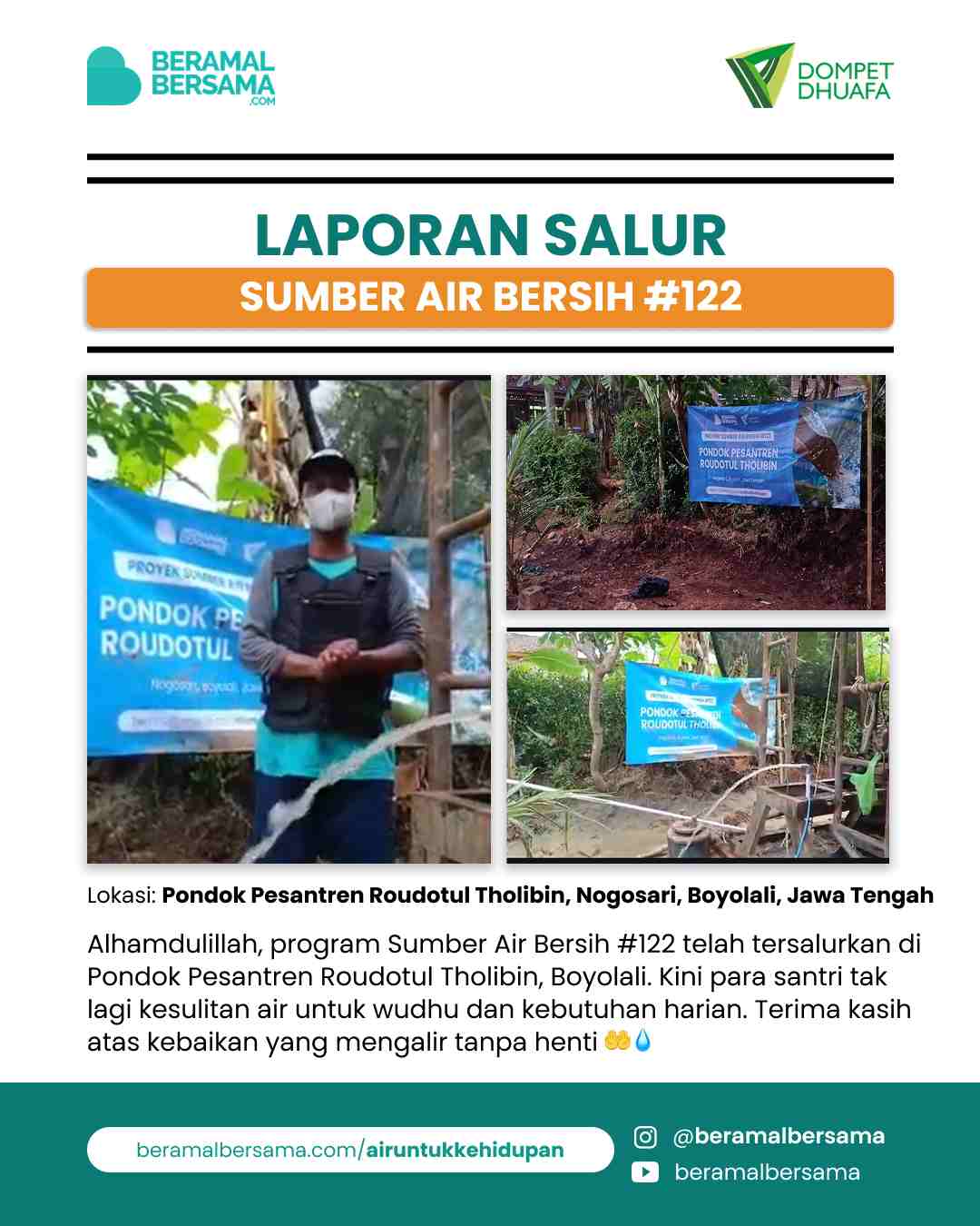 Penyaluran Sumber Air Bersih #122 Pondok Pesantren Raudlatut Tholibin