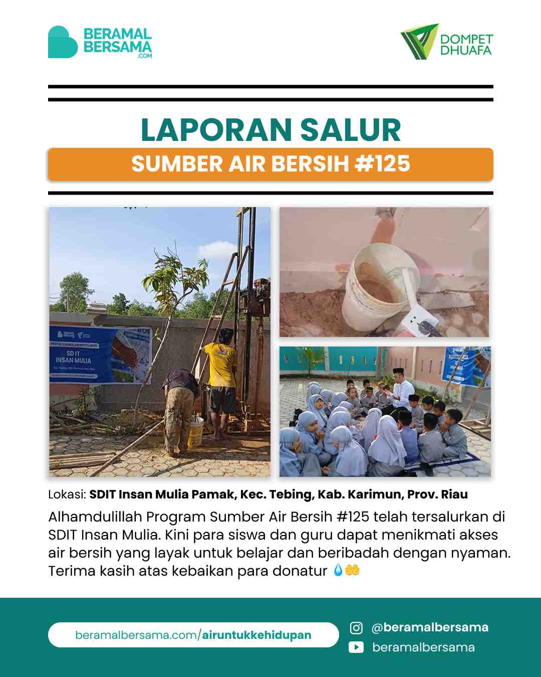 Penyaluran Sumber Air Bersih #125 SDIT Insan Mulia