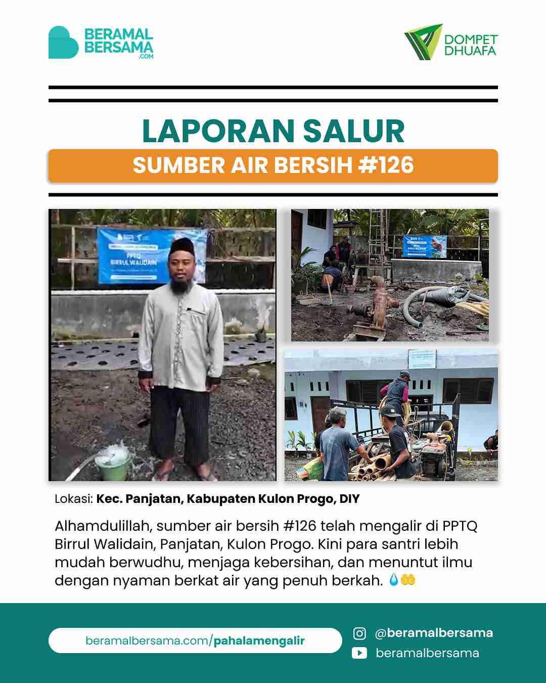 Penyaluran Sumber Air Bersih #126 PPTQ Birrul Walidain