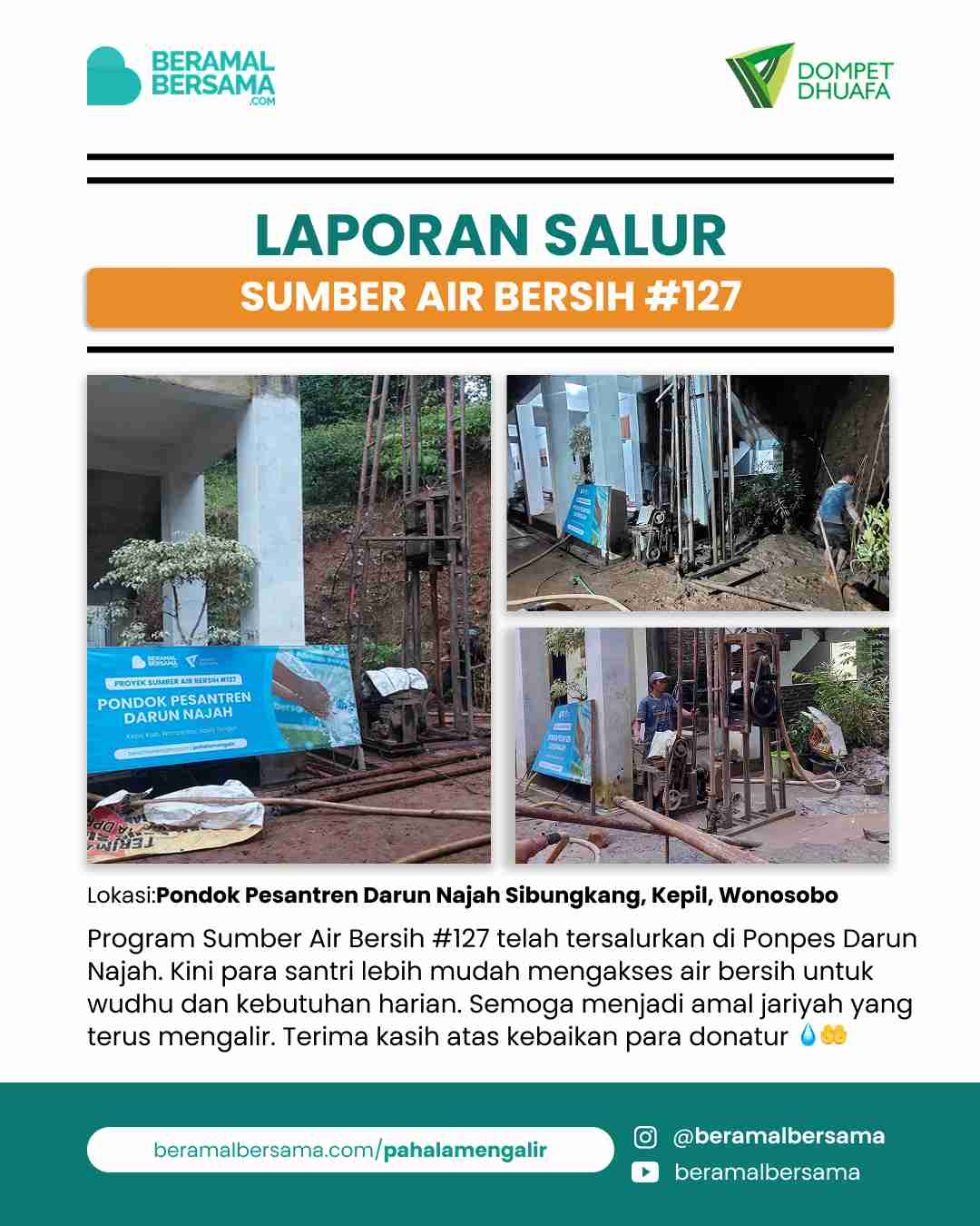 Penyaluran Sumber Air Bersih #127 Pondok Pesantren Darun Najah
