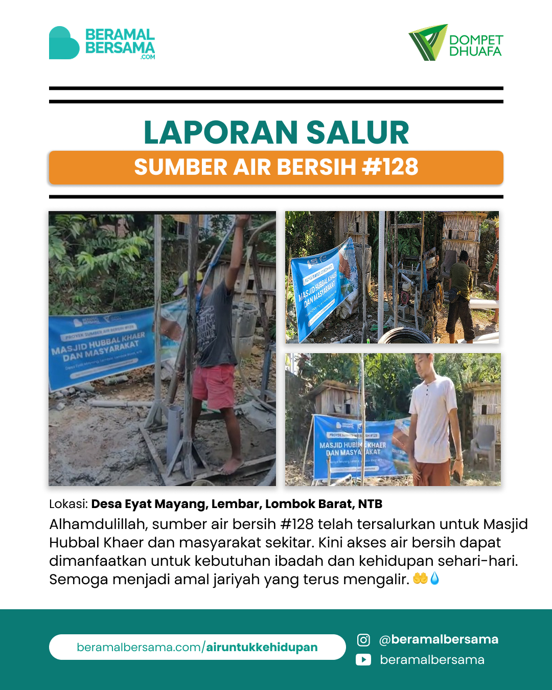 Penyaluran Sumber Air Bersih #128 Masjid Hubbal Khaer dan Masyarakat